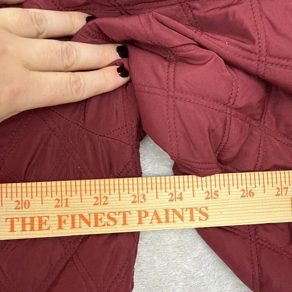 Croft & Barrow Barn Jacket Womens XL Burgundy Quilted Corduroy Collar Chore Coat - Picture 10 of 14